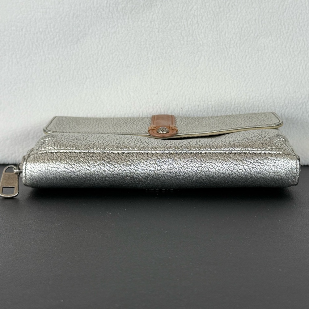 The Sak Convertible Wallet/Clutch in Metallic Silver with Tan Leather Accent - Picture 3 of 7